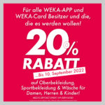 20% Rabatt für alle WEKA App & Card Besitzer